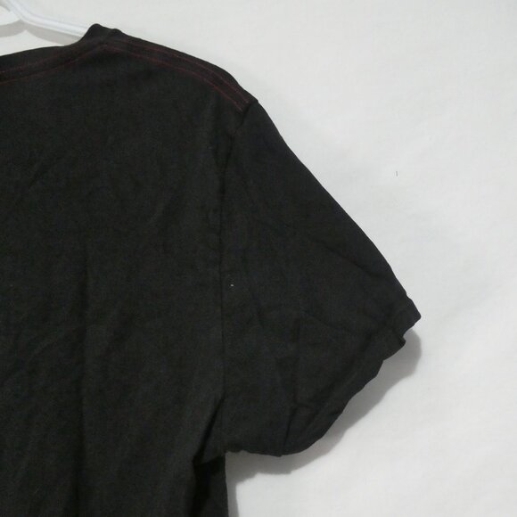 GUESS | medium | Black Graphic Short Sleeve Tee / T-Shirt | Gold Print on Sleeve - Picture 11 of 14